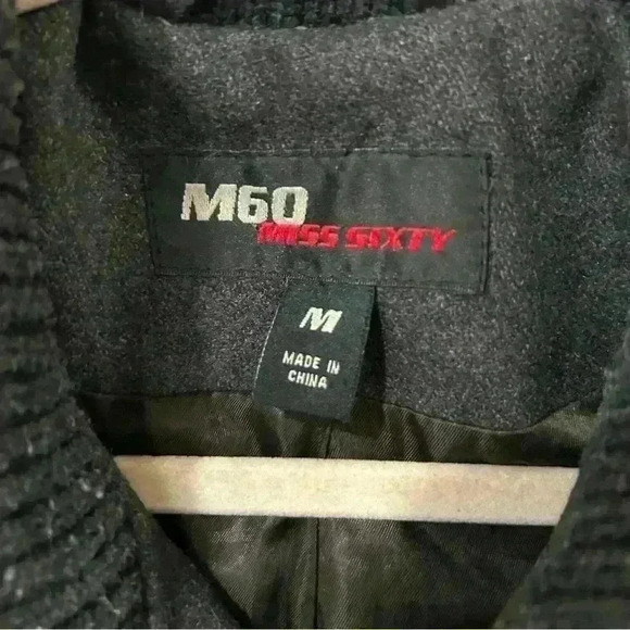 Miss Sixty Wool Blend Button Front Dark Grey Peacoat Women’s Size Medium - Picture 3 of 7